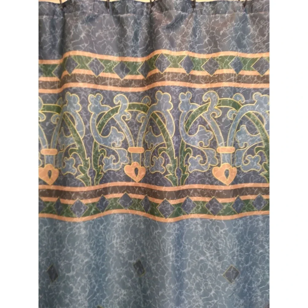 Heavy Weight Blue Fabric Shower Curtain